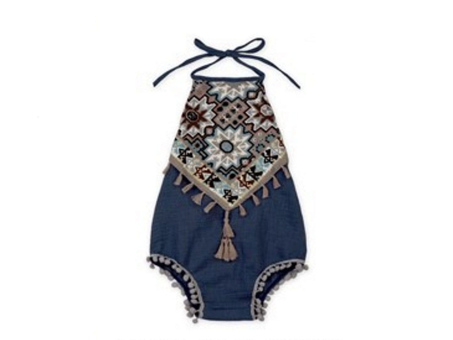 Navy Aztec Halter Romper - Squishy Cheeks