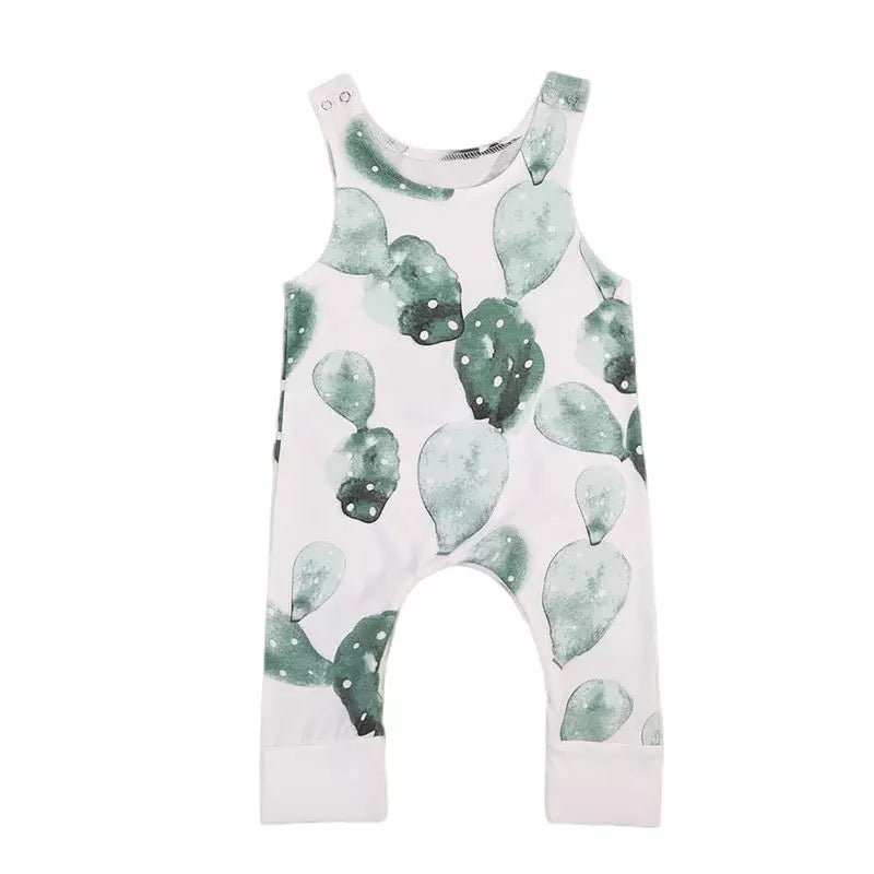 Neutral Watercolor Cactus Tank Romper - Squishy Cheeks