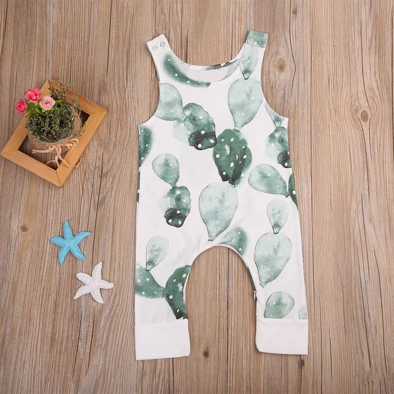 Neutral Watercolor Cactus Tank Romper - Squishy Cheeks