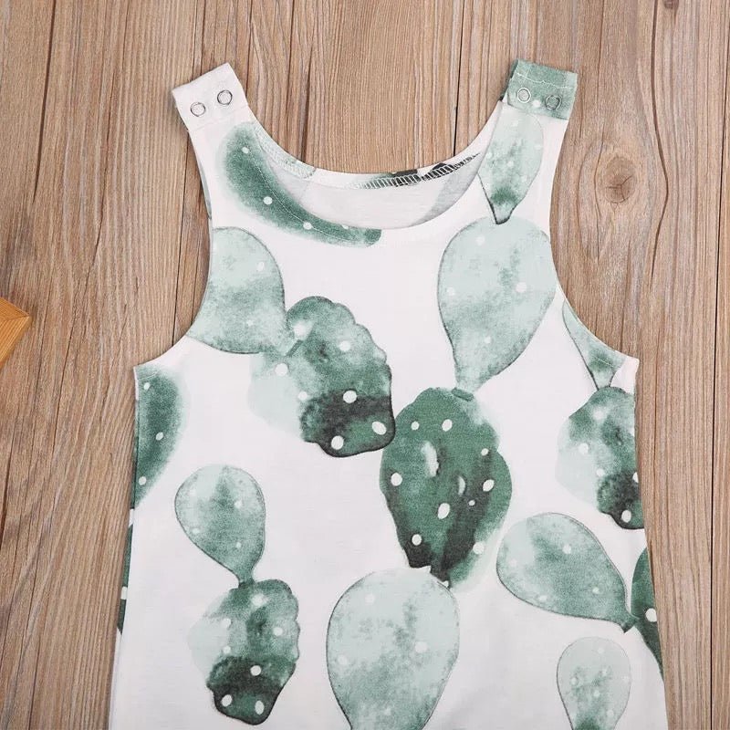 Neutral Watercolor Cactus Tank Romper - Squishy Cheeks