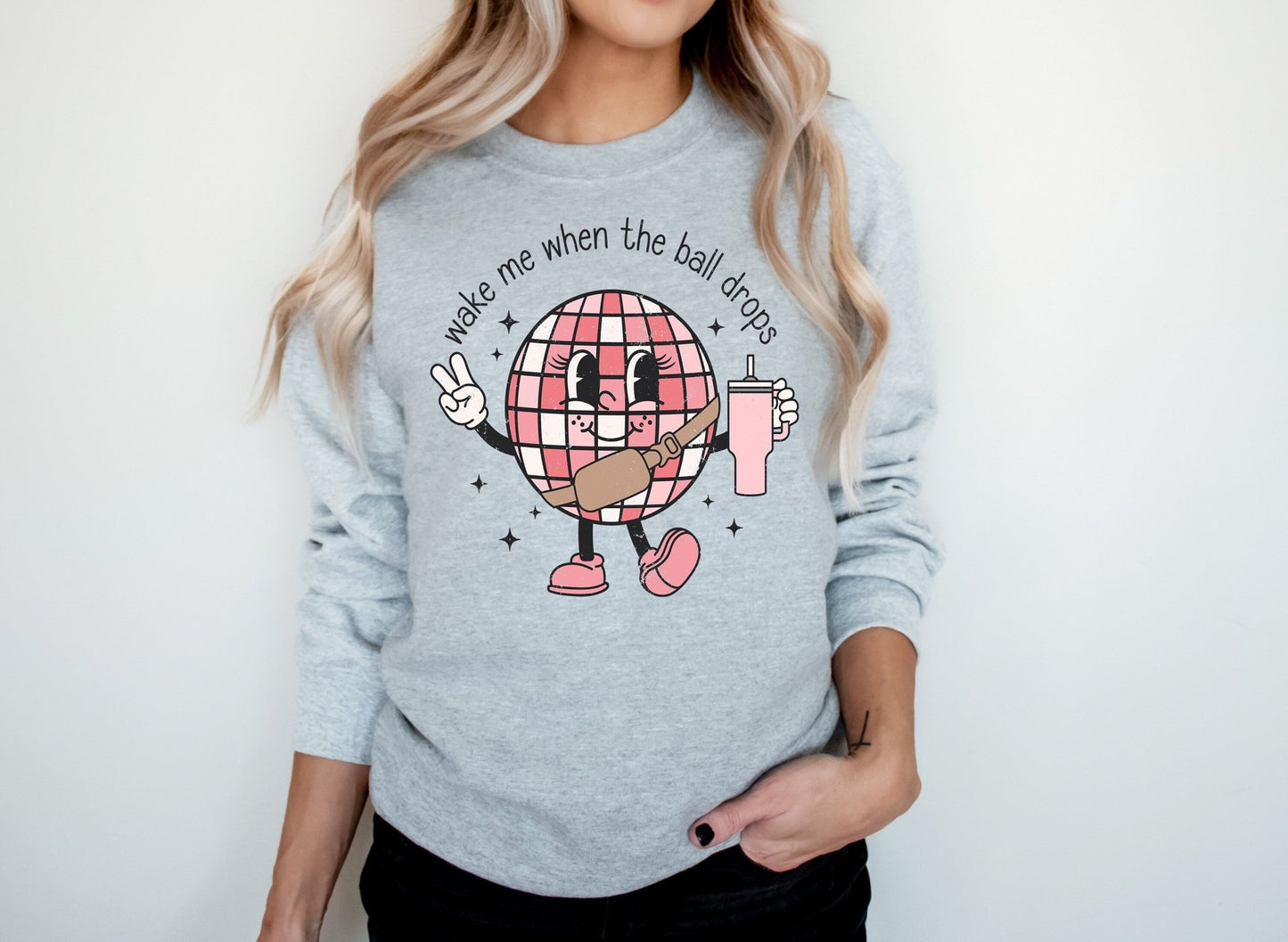 New Years 2024 Wake Me When the Ball Drops Stanley Tumbler NYE Holiday Sweater - Squishy Cheeks