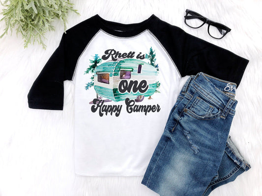 One Happy Camper Birthday Shirt Boys First Birthday - Squishy Cheeks