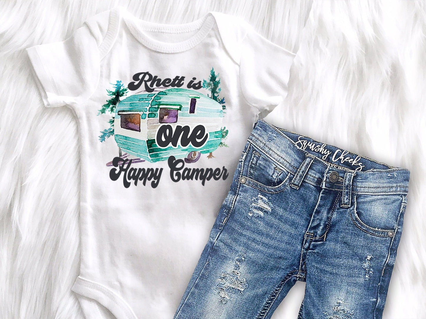 One Happy Camper Birthday Shirt Boys First Birthday - Squishy Cheeks