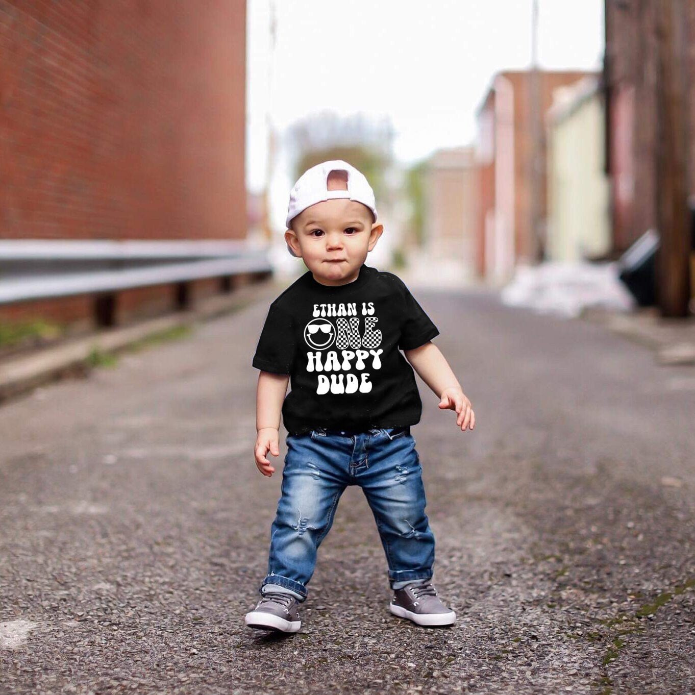 One Happy Dude Personalized Boy Birthday Shirt - Squishy Cheeks