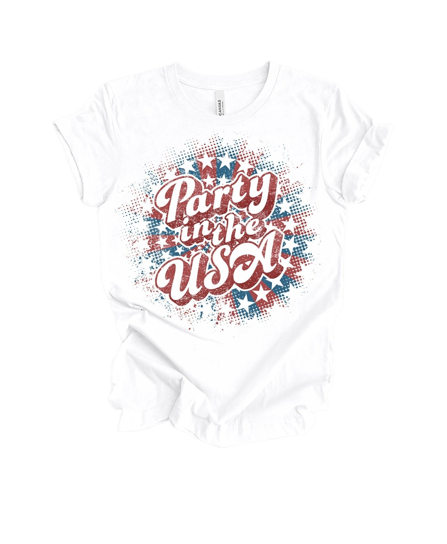 Party in the USA Retro Patriotic Shirt American Flag Shirt or Tank - Squishy Cheeks