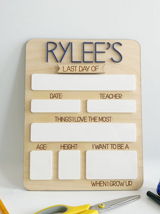 Personalized Back to School, Last Day of School Dry Erase Sign with Interchangeable Pieces - Squishy Cheeks