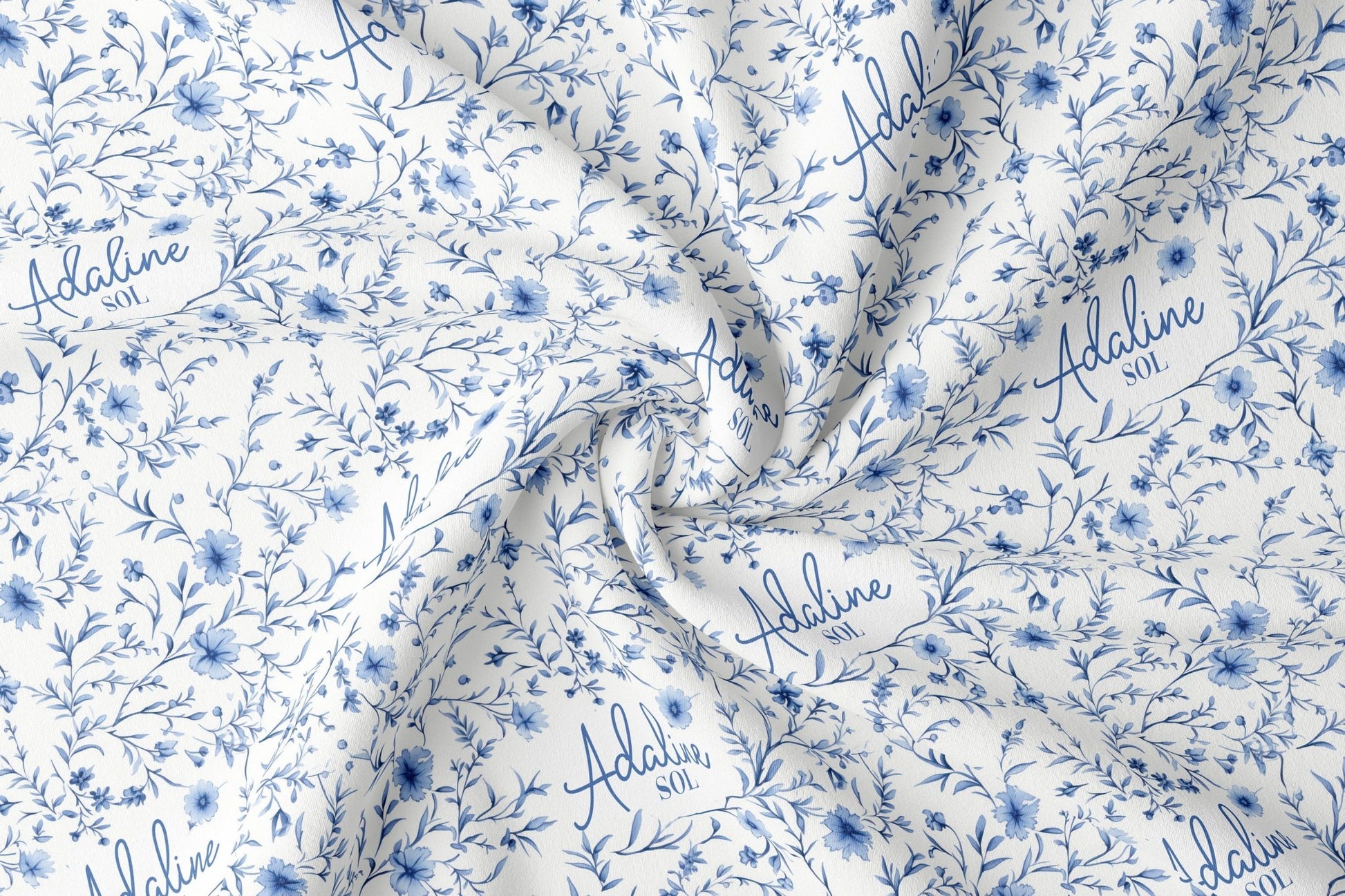 Personalized Blue Floral Baby Swaddle Toile Nursery Blanket Chinoiserie Baby Girl - Squishy Cheeks
