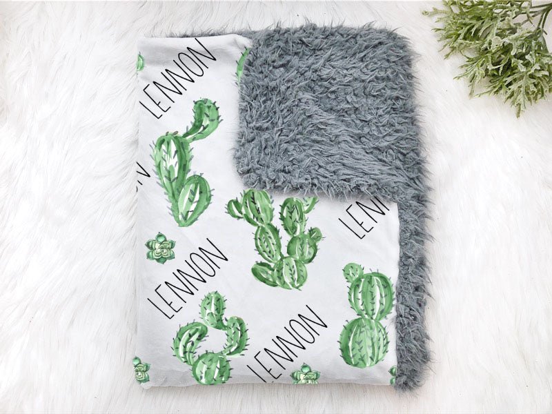 Personalized Cactus Succulent Swaddle Blanket - Squishy Cheeks