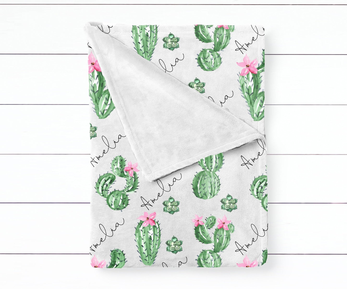 Personalized Cactus Succulent Swaddle Blanket - Squishy Cheeks