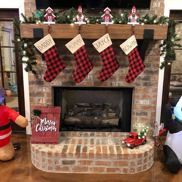 Personalized Christmas Plaid Stocking - Squishy Cheeks