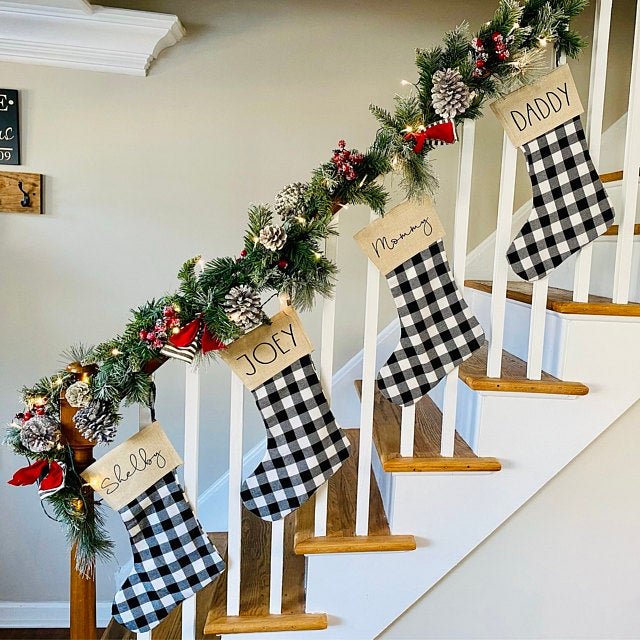 Personalized Christmas Plaid Stocking - Squishy Cheeks