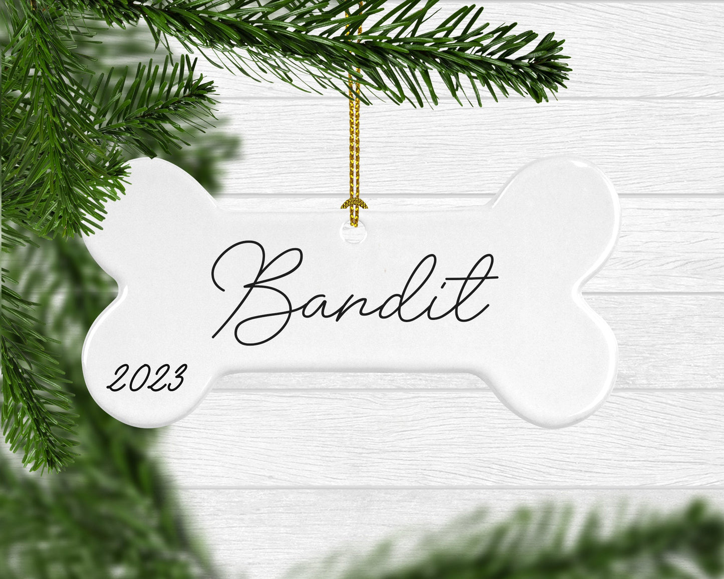 Personalized Cursive Dog Ornament Christmas Gift for Dog New Dog Owner - Squishy Cheeks