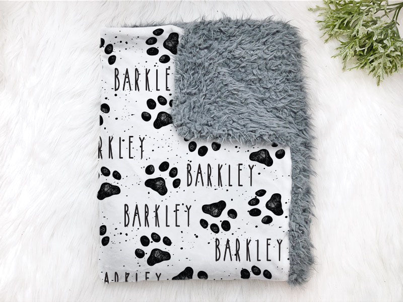 Personalized dog Paw Print Pet Blanket - Squishy Cheeks