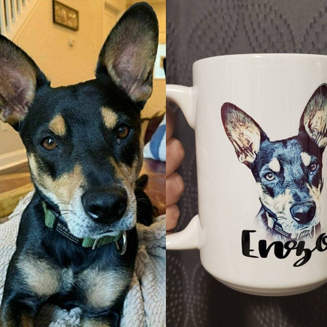 Personalized Dog Pet Cartoon Photo Mug - Squishy Cheeks