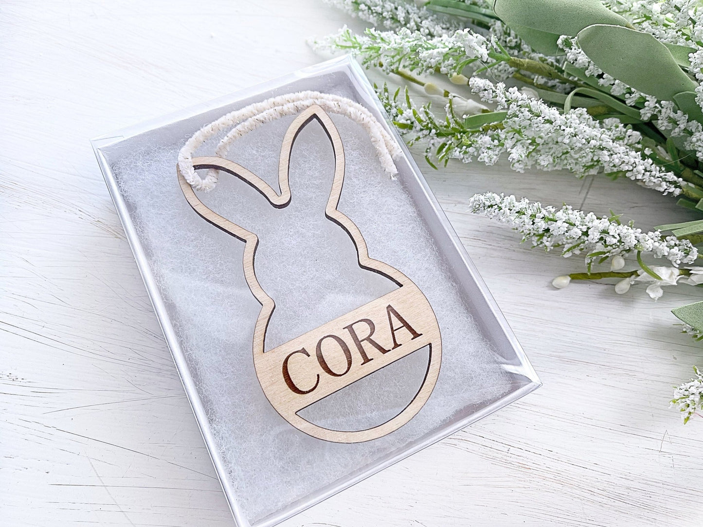 Personalized Easter Ornaments Easter Basket Name Tags Bunny Ornaments Custom Wooden Name Tags Easter Basket Gift - Squishy Cheeks