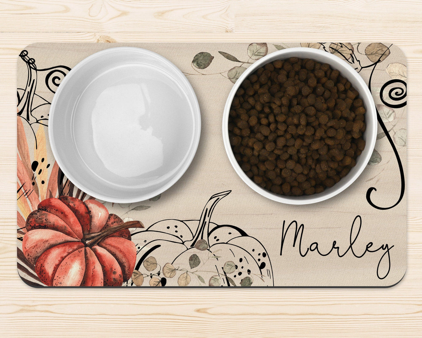 Personalized Fall Dog Mat Pumpkin Scroll Mat - Squishy Cheeks