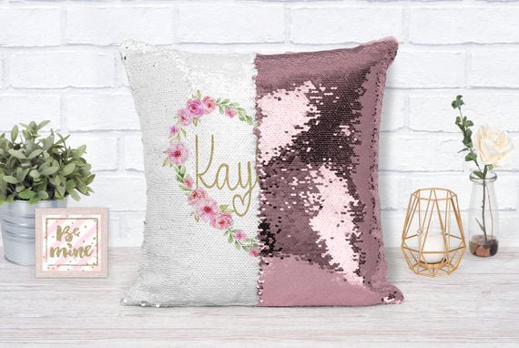 Personalized Heart Sequin Pillow - Squishy Cheeks