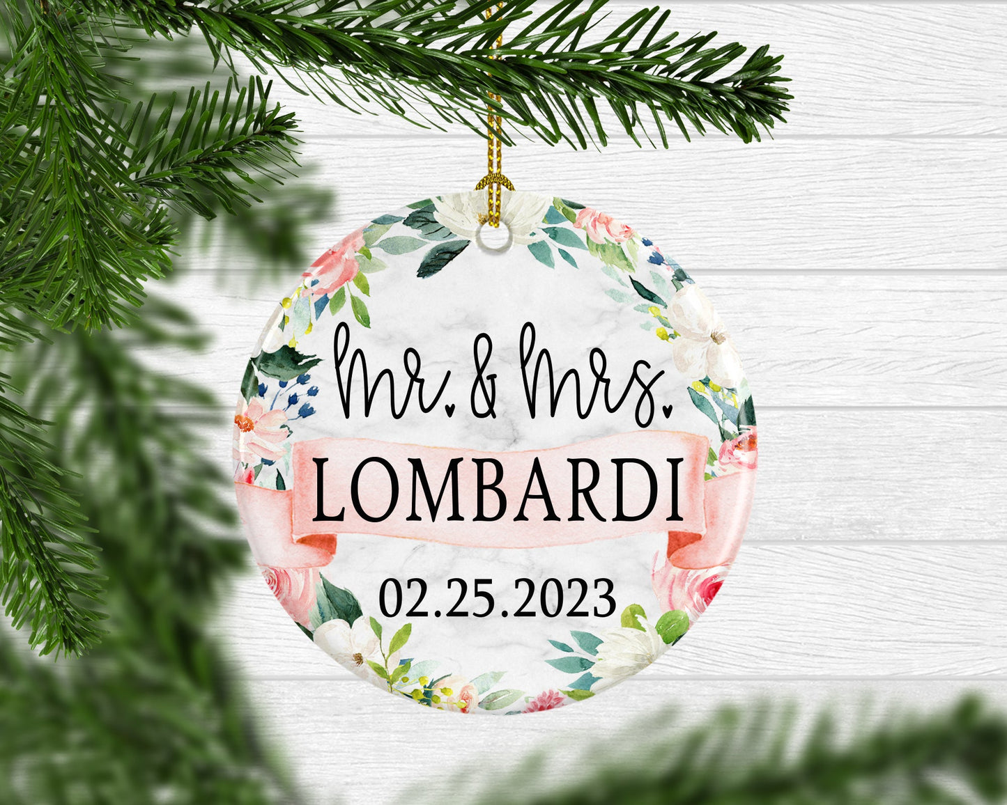 Personalized Mr. & Mrs. Newlywed Keepsake Ornament - Squishy Cheeks