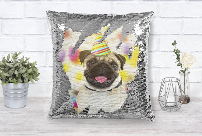 Personalized Pet Photo Sequin Pillow - Squishy Cheeks