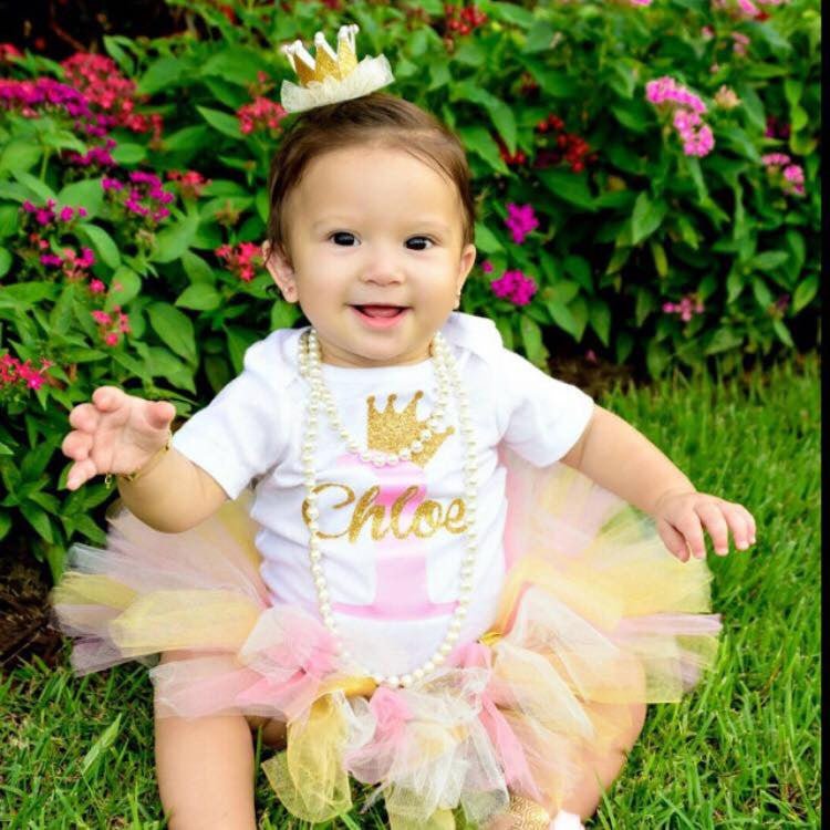 Personalized Pink and Gold Birthday Princess Top - Squishy Cheeks