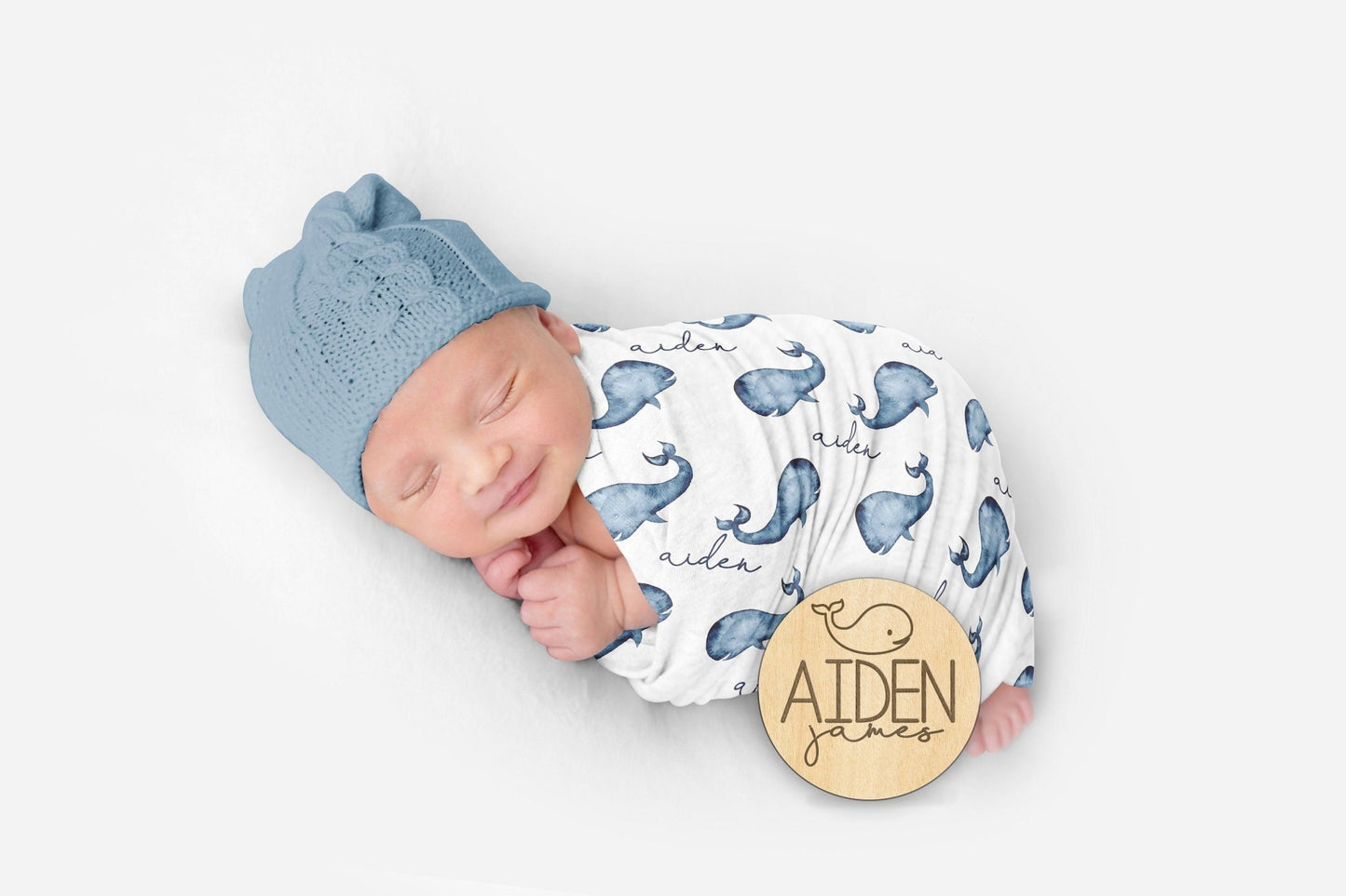Personalized Whale Blanket Nautical Whale Nursery Baby Boy Blanket Pillow Set Baby Swaddle Nautical Baby Shower Gift Name Receiving Blanket - Squishy Cheeks