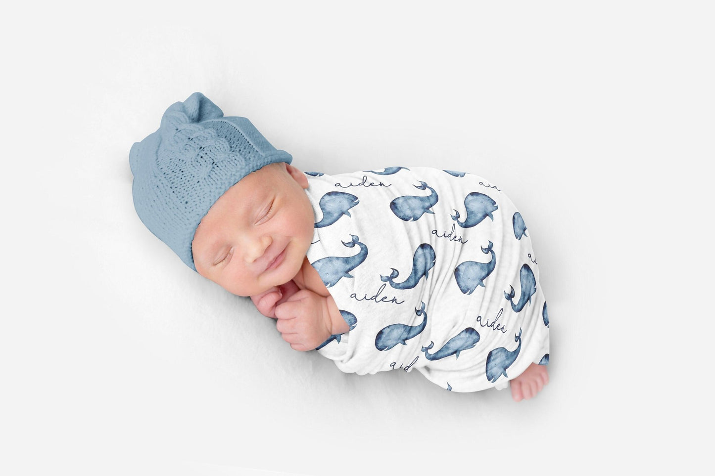 Personalized Whale Blanket Nautical Whale Nursery Baby Boy Blanket Pillow Set Baby Swaddle Nautical Baby Shower Gift Name Receiving Blanket - Squishy Cheeks