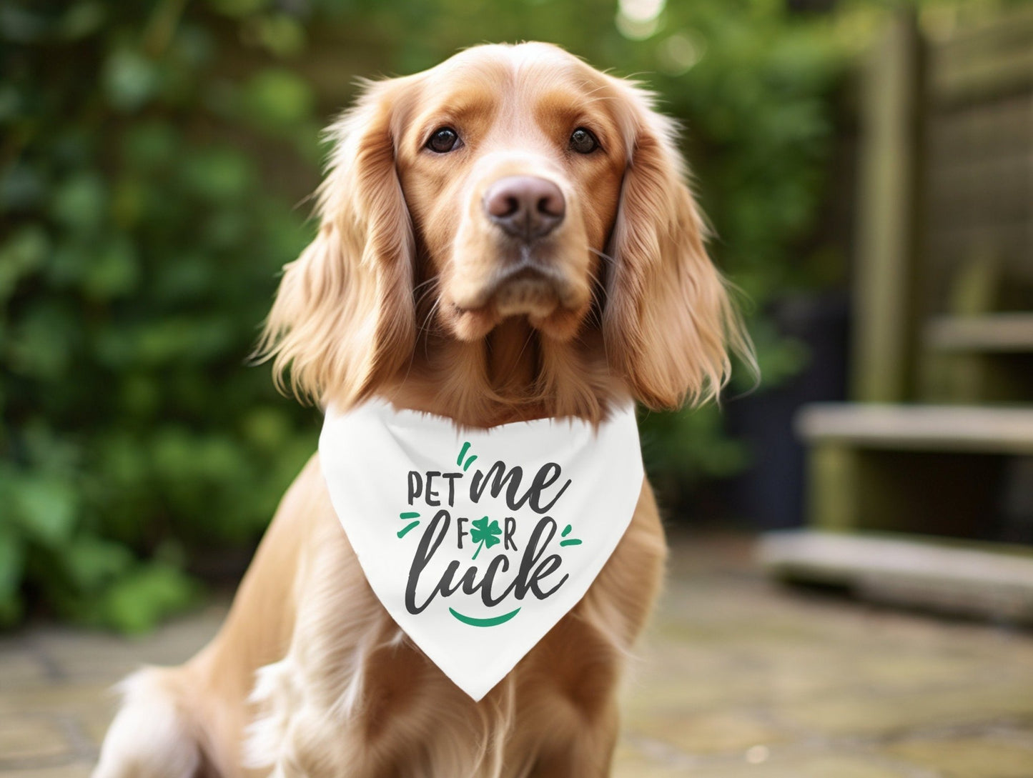 Pet Me For Luck Funny St. Patrick's Day Dog Bandana Scarf - Squishy Cheeks