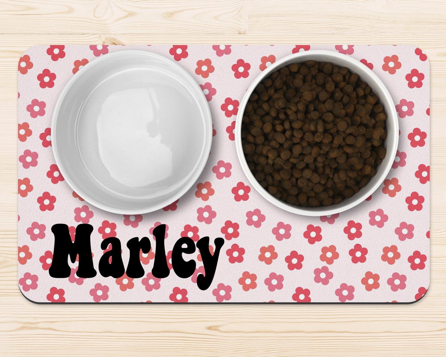 Pet Personalized Valentine's Day Mat Dog Bowl Mat Custom Pet Food Bowl Mat With Name - Squishy Cheeks