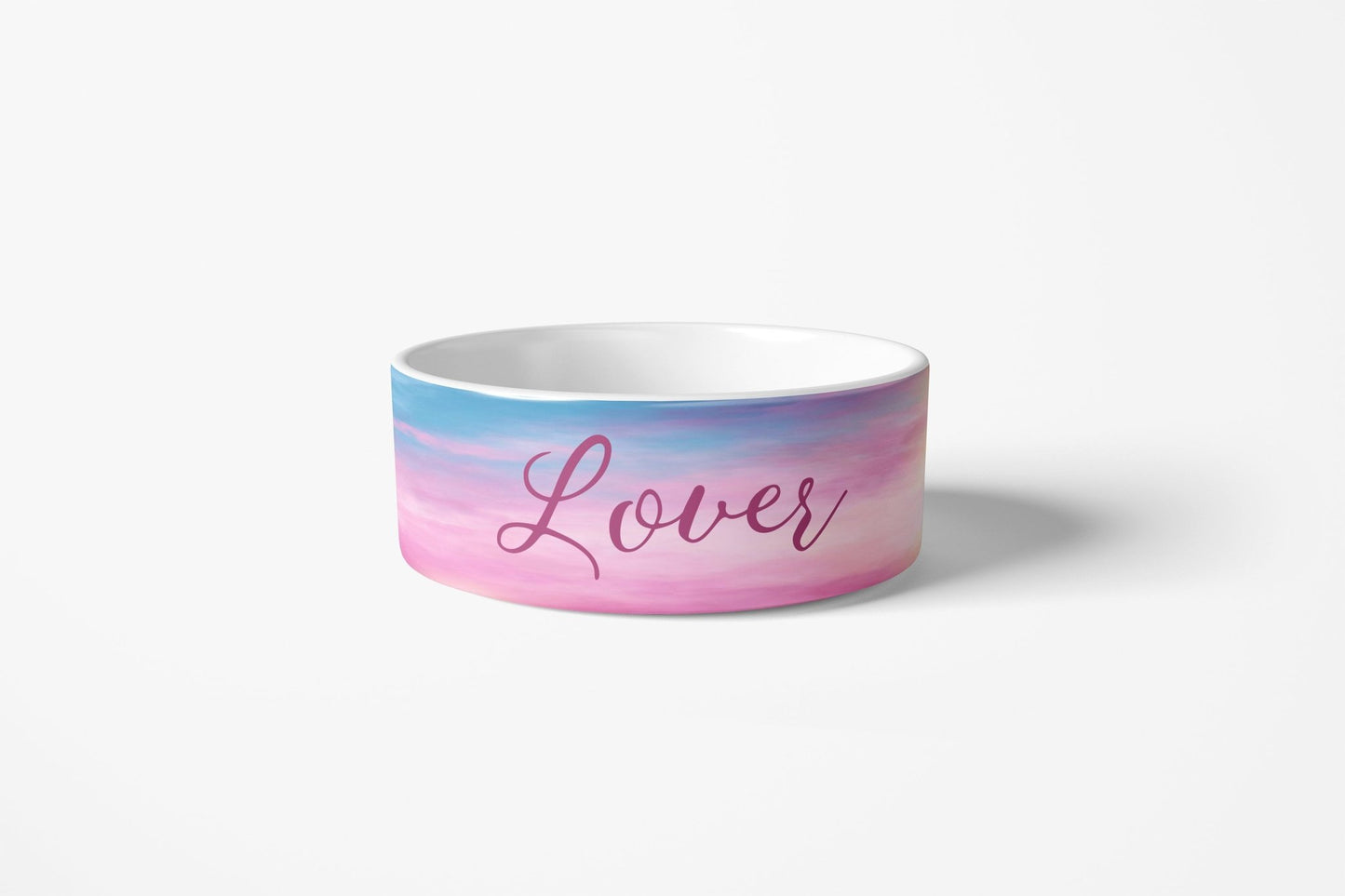 Pink and Blue Tie Dye Lover Pet Bowls, Personalized Dog Bowl, Cat Pet Bowl with Name - Squishy Cheeks