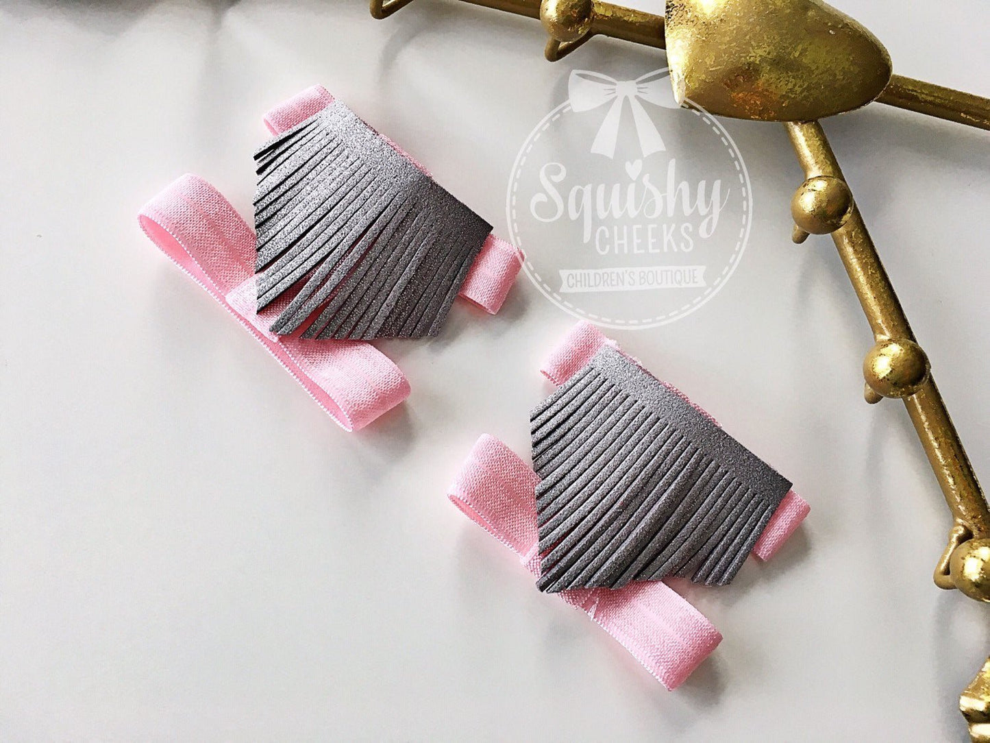 Pink and Grey Fringe Piggy Petals® - Squishy Cheeks