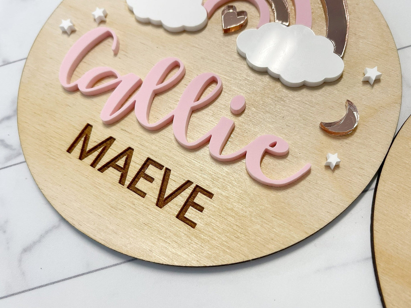 Pink Rainbow Baby Girl Name Sign - Squishy Cheeks