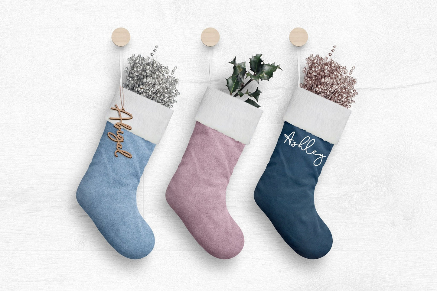 Pink Velvet Custom Christmas Stockings - Squishy Cheeks