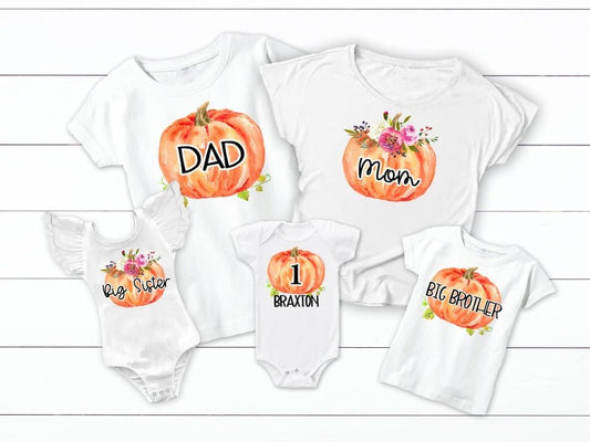 Pumpkin Birthday Matching Family Tops - Squishy Cheeks