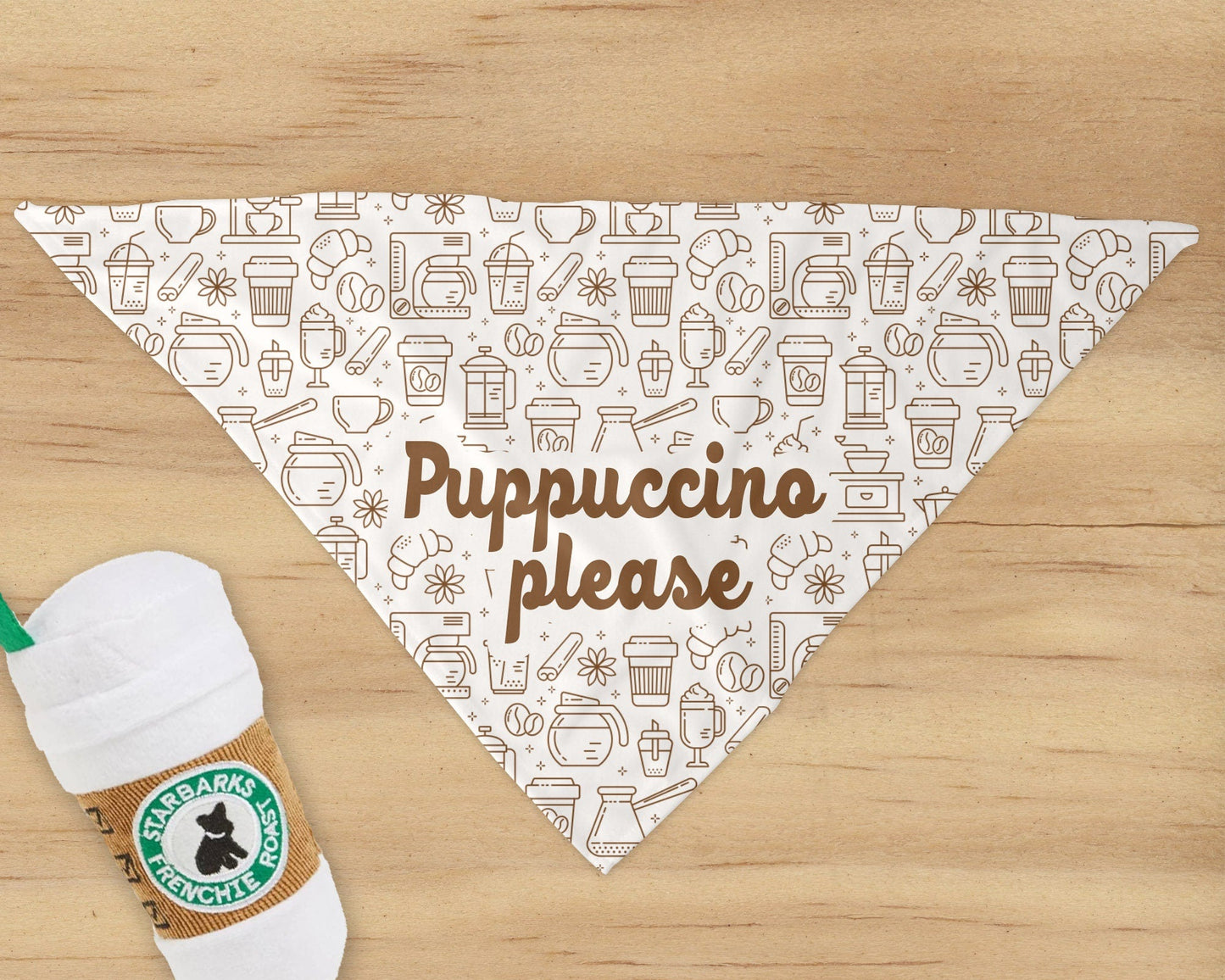 Puppuccino Please Dog Bandana Funny Dog Bandana Dog Gift Christmas Gift for Dog Lover Dog Scarf - Squishy Cheeks