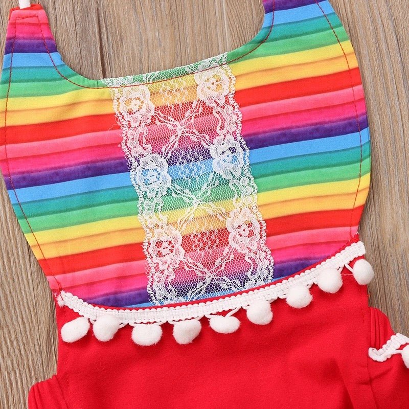 Rainbow Halter Bubble Romper - Squishy Cheeks