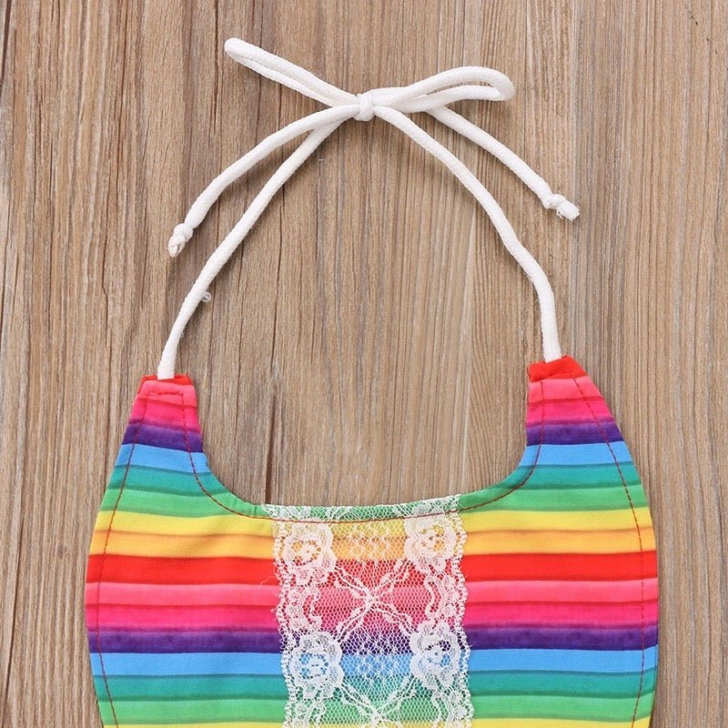 Rainbow Halter Bubble Romper - Squishy Cheeks