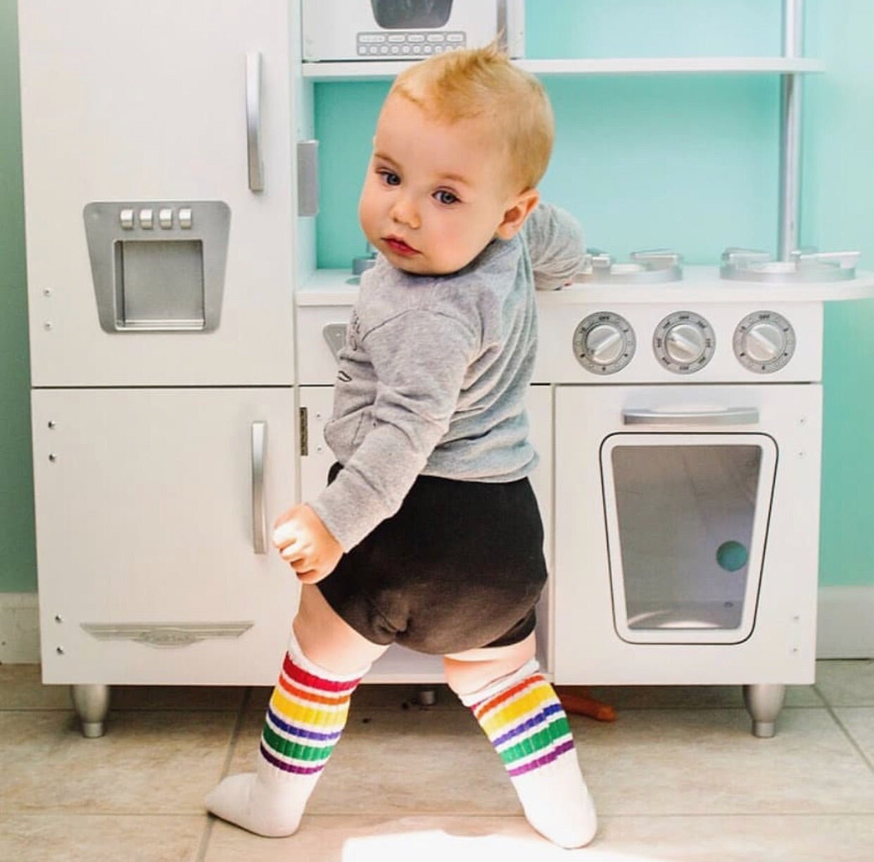 Rainbow Knee High Socks - Squishy Cheeks