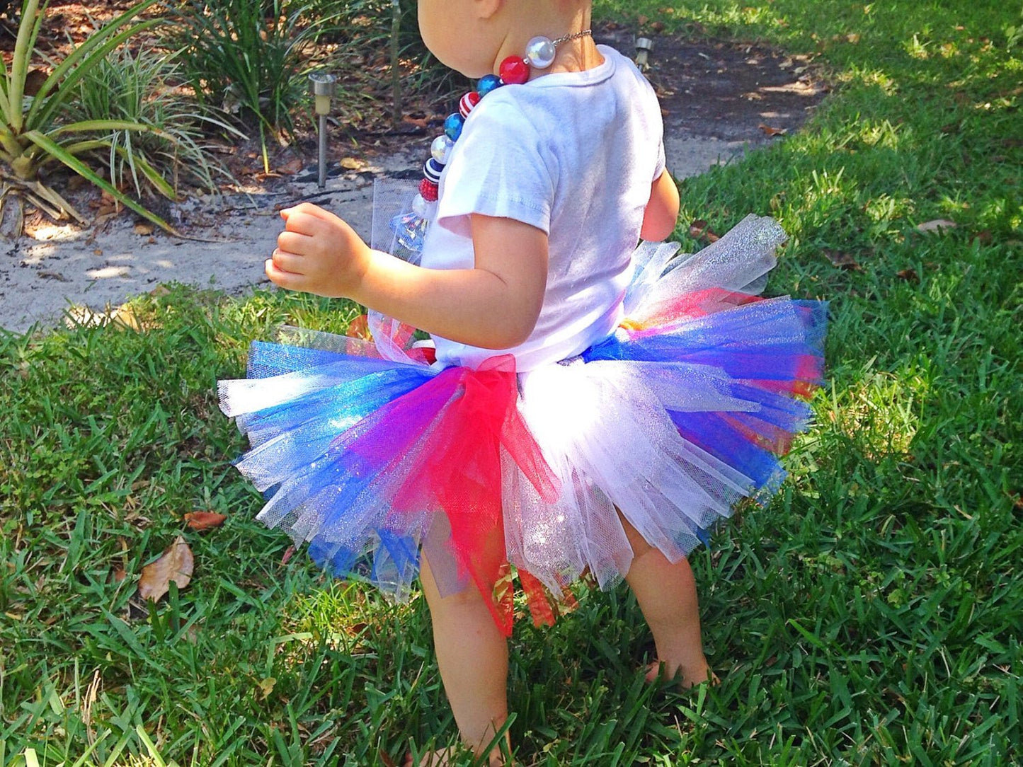 Red, White and Blue Poofy Tutu with Satin Bow - Squishy Cheeks