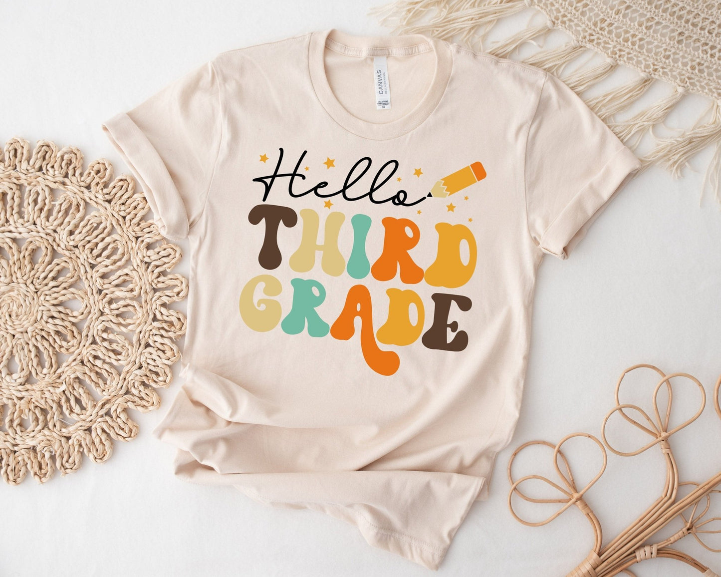 Retro Back to School Shirt Hello First Grade - Squishy Cheeks