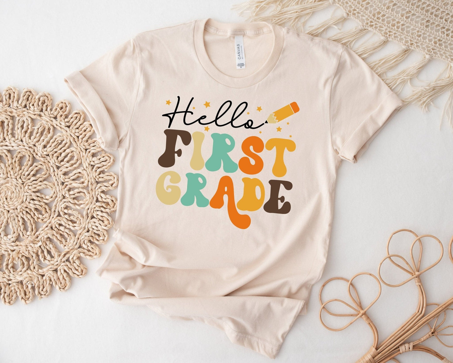 Retro Back to School Tee shirt Hello Preschool - Squishy Cheeks