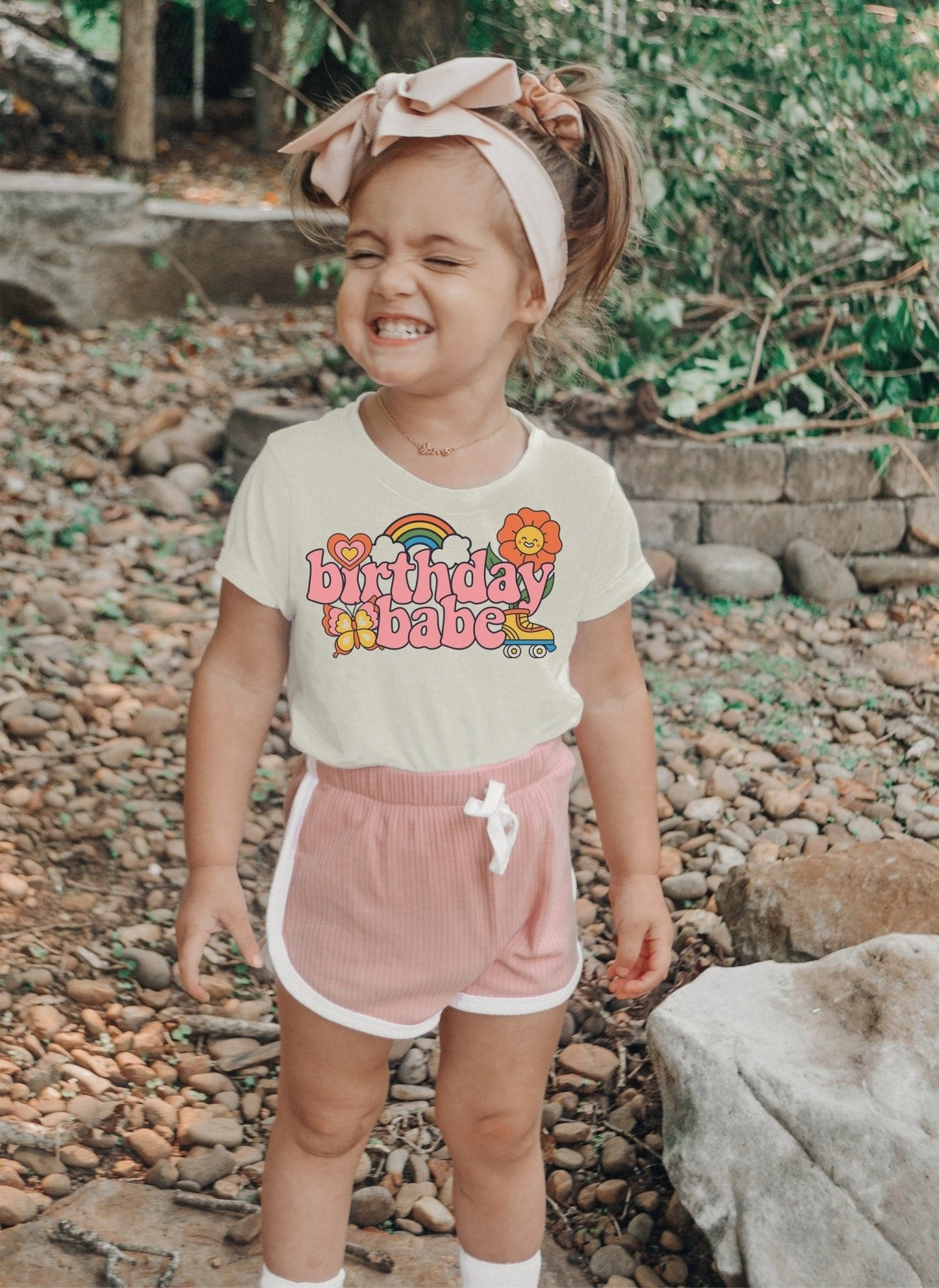 Retro Birthday Babe Shirt Rainbow - Squishy Cheeks