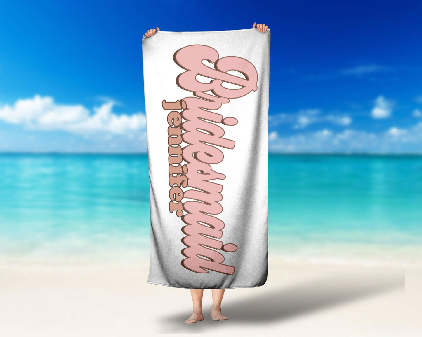 Retro Bride Towel Personalized Bride and Bridesmaid Beach Towels Bachelorette Towels Bach Party Gifts - Squishy Cheeks