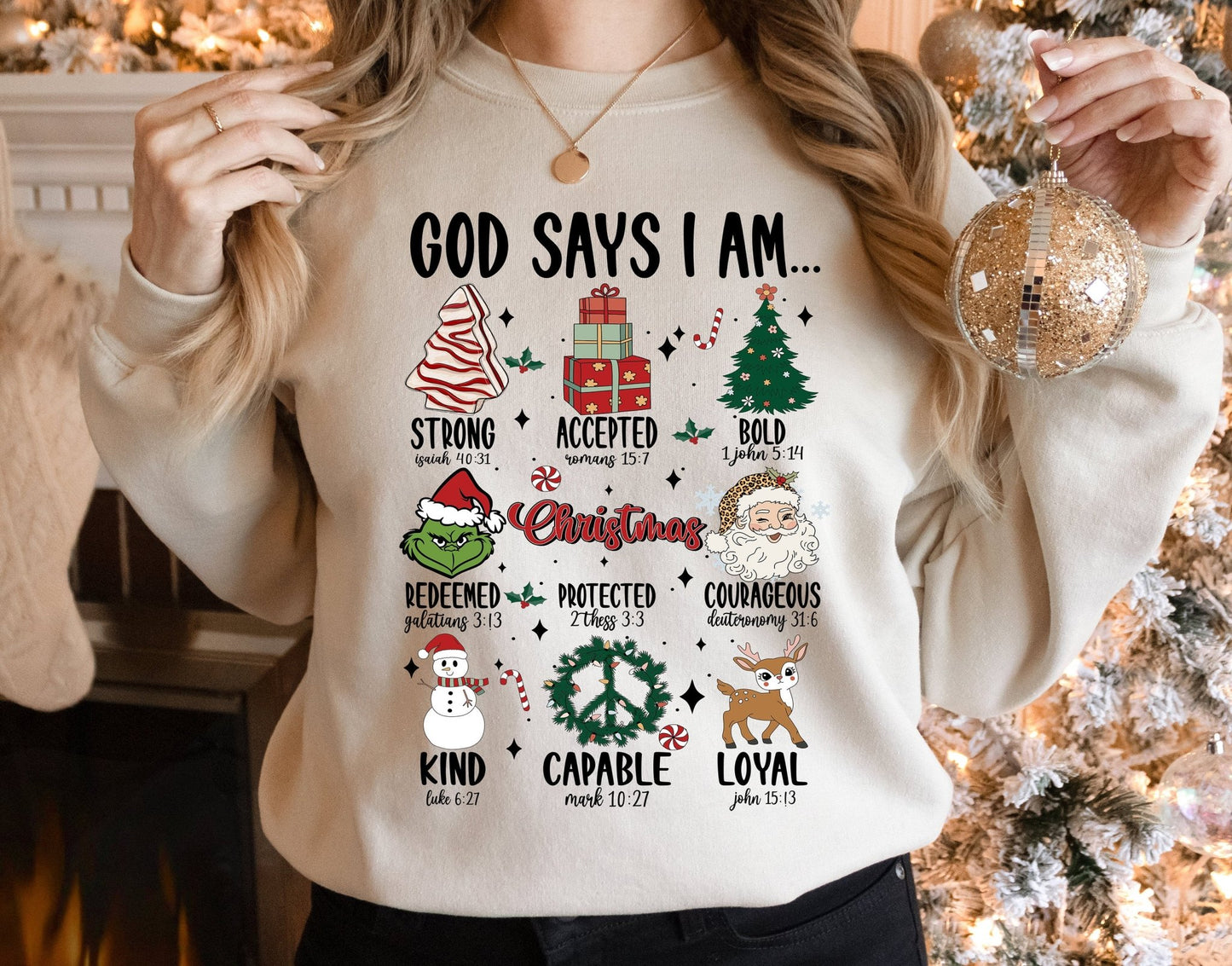 Retro God Says I am Matching Mom Kids Christmas Sweatshirts - Squishy Cheeks