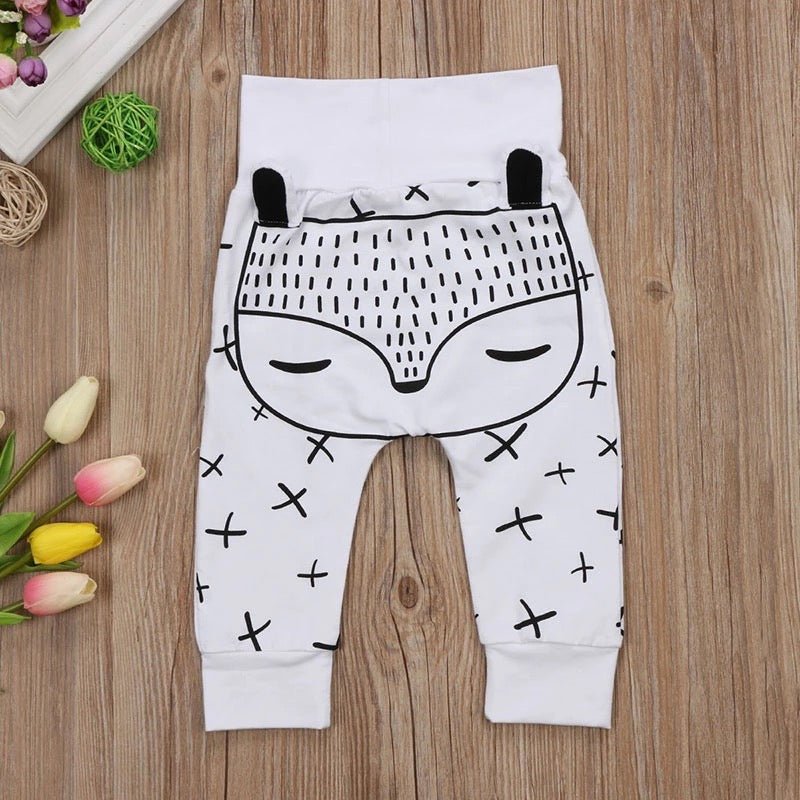 SALE Black and White Fox Baby Joggers - Squishy Cheeks