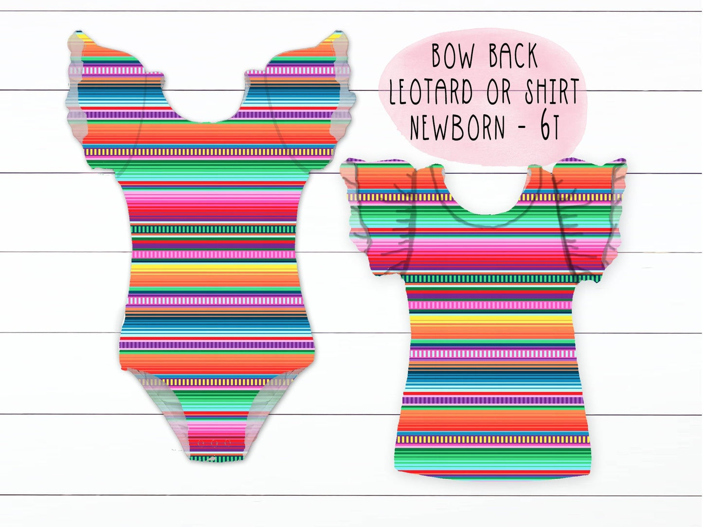 Serape Leotard Girls Rainbow Shirt Fiesta Birthday Flutter Sleeve Leotard with Snaps Newborn Baby Leotard Toddler Leotard SIZES NB - 8 - Squishy Cheeks