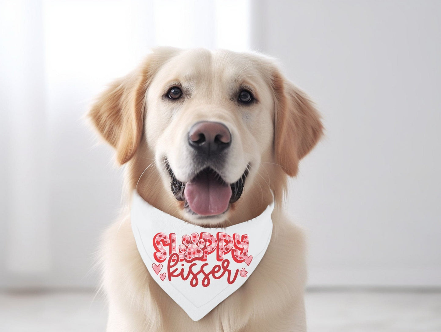 Sloppy Kisser Funny Valentine's Day Dog Bandana Valentines Holiday Dog Bandana - Squishy Cheeks