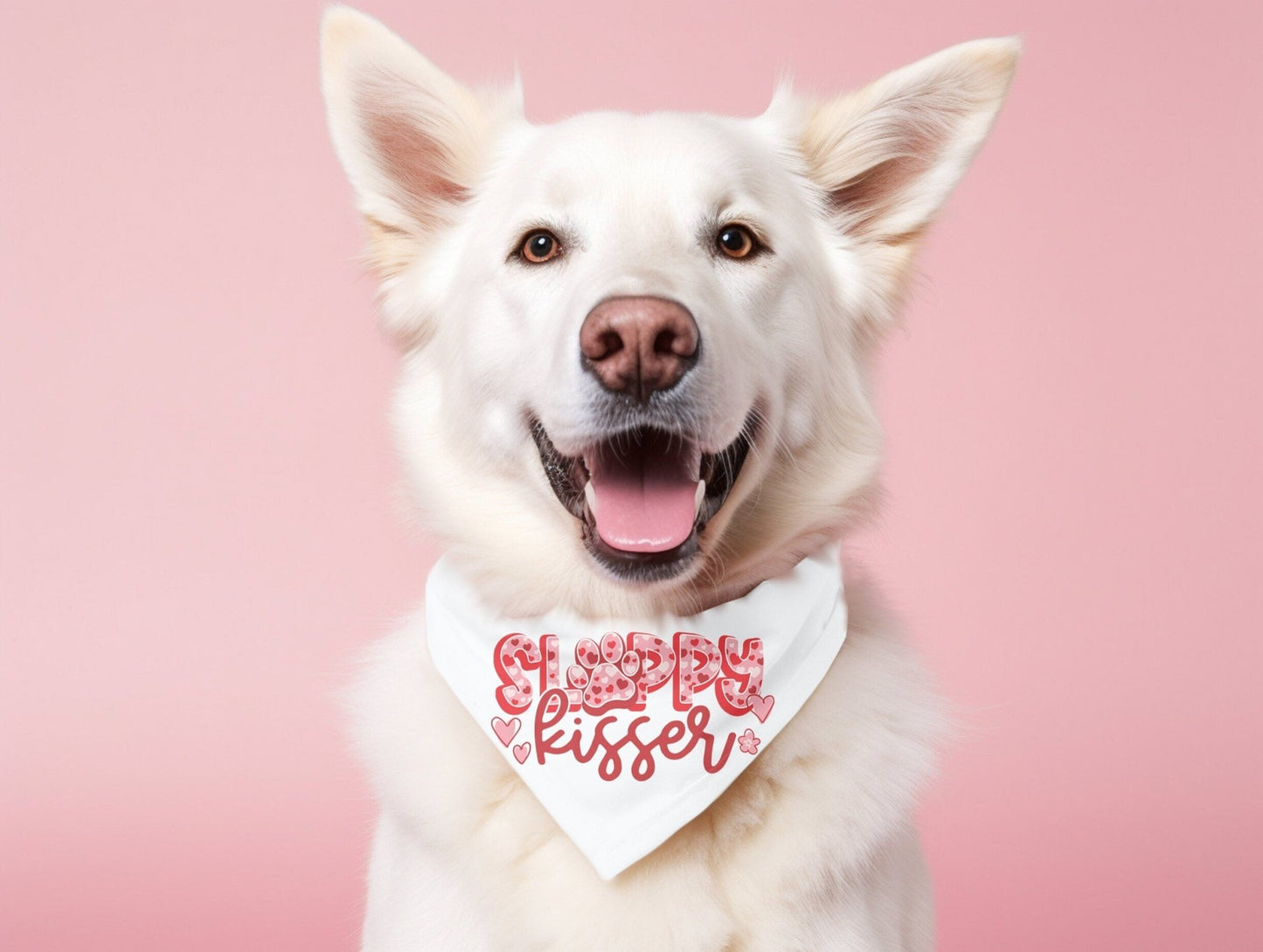 Sloppy Kisser Funny Valentine's Day Dog Bandana Valentines Holiday Dog Bandana - Squishy Cheeks