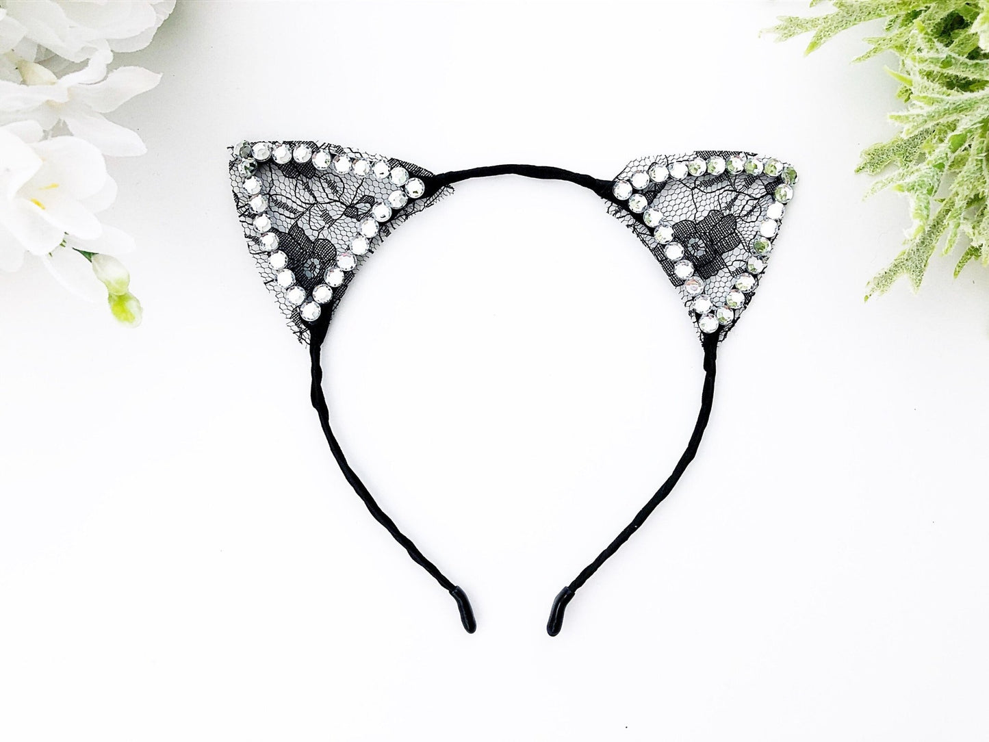 Sparkle Lace Cat Ear Halloween Headband - Squishy Cheeks
