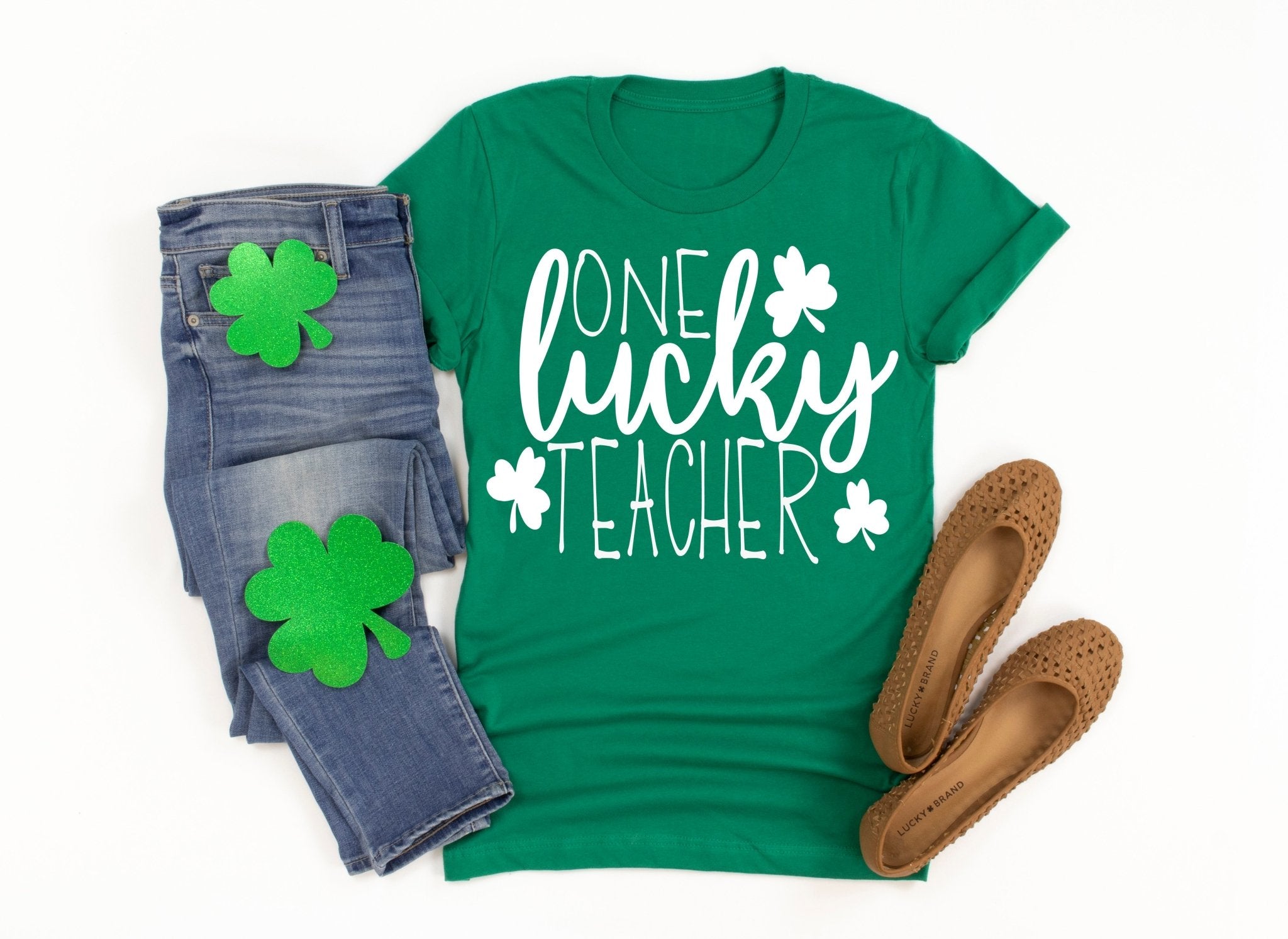 Squishy Cheeks St. Patrick's Day Lucky Teacher Shirt Women's XS