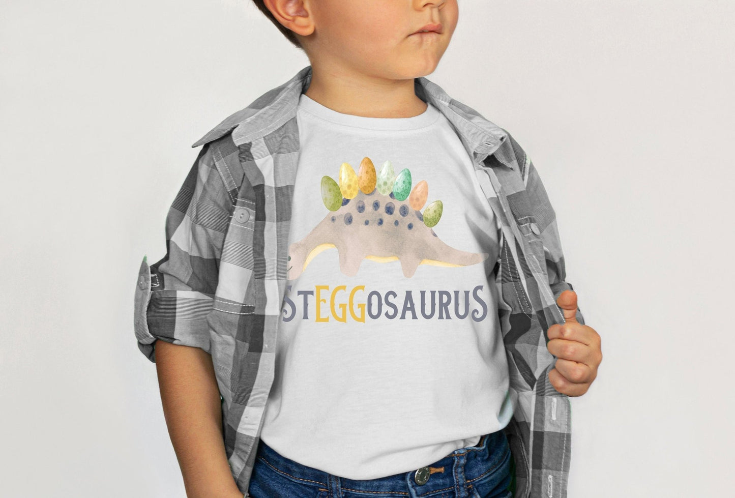 Steggosaurus Easter Onesie® Dinosaur Boy Tee Bubble Romper Toddler Sweatsuit - Squishy Cheeks